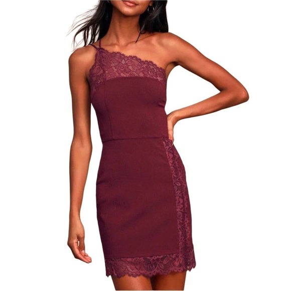 Free People Women's Lace One-Shoulder Bodycon Premonitions Slip Dress XS NWT - Picture 1 of 7